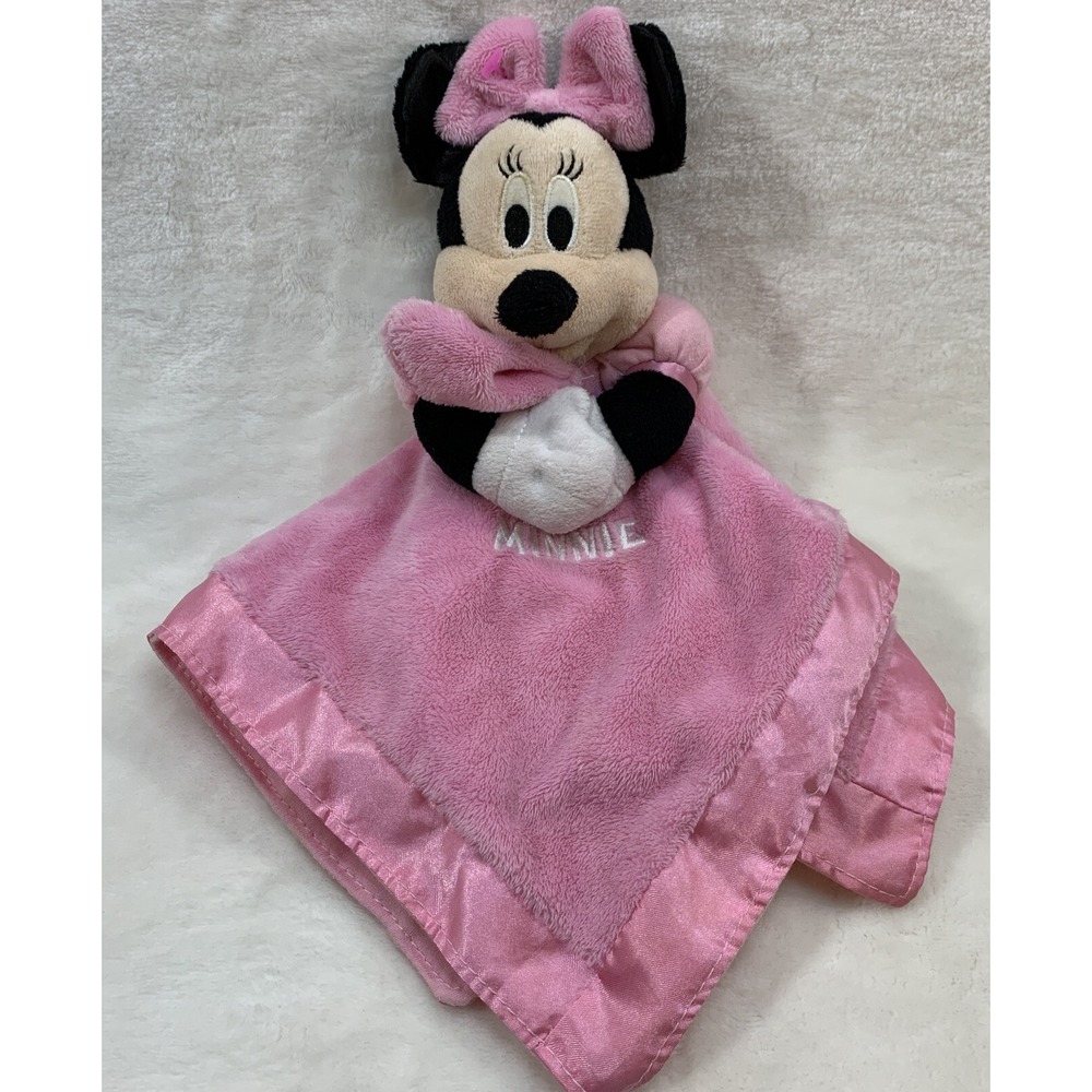 Disney Baby Minnie‎ Mouse Pink Satin Edge Girl Security Blanket Lovey Rattle